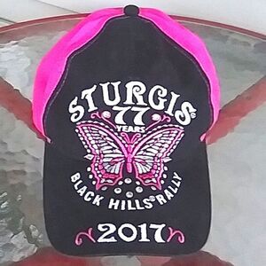 Sturgis Ball Cap Women's Hot Pink and Black Embroidered Black Hills Rally 2017